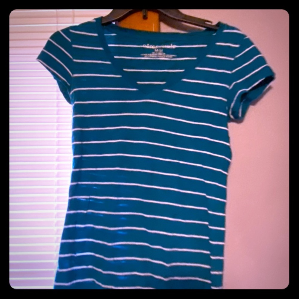 Teal and White striped shirt